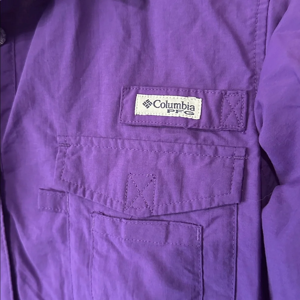 Columbia purple PFG nylon long sleeve button down shirt Large - Picture 3 of 6